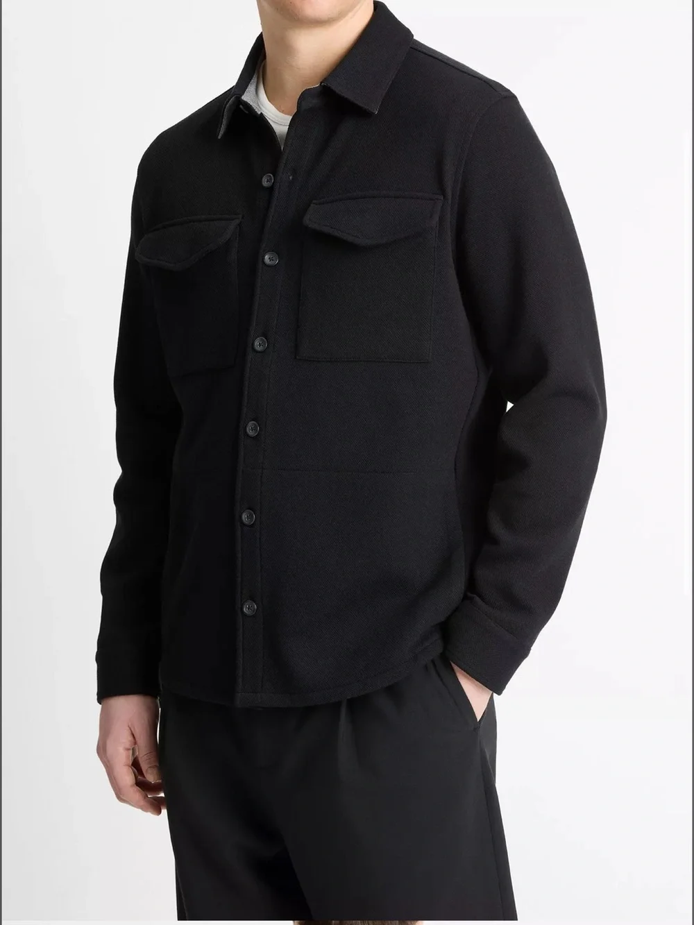 VINCE Splittable Wool-Blend Shirt Jacket Large